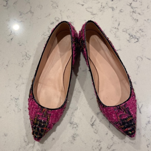 j.crew pink tweed flats - Picture 2 of 7